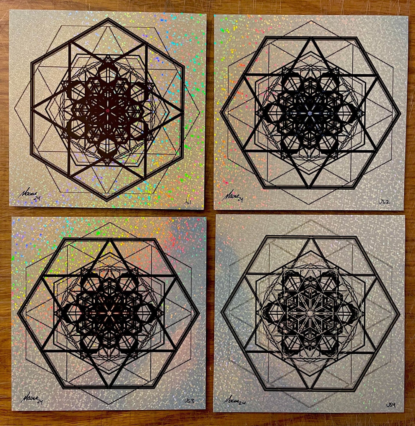 SACRED GEOMETRY Vol 1 Set of 4 ~5X5 Foil Sticker Set